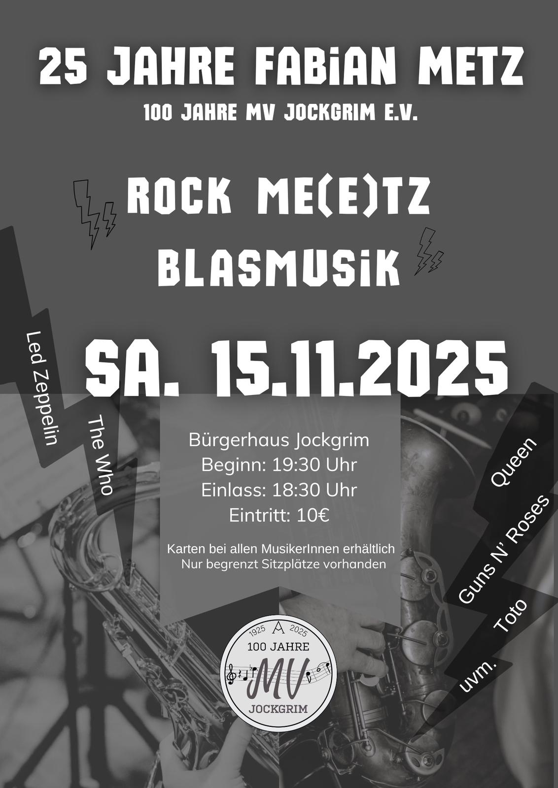 Rock me(e)tz Blasmusik – 25 Jahre Dirigent Fabian Metz